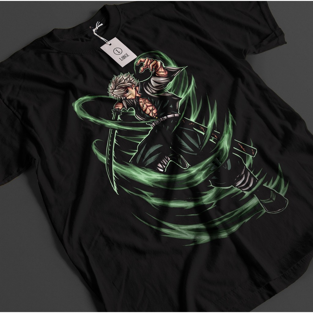 เสื้อยืดพิฆาตอสูร ลาย Sanemi Shinazugawa อันิเมะ Akaza Muzan