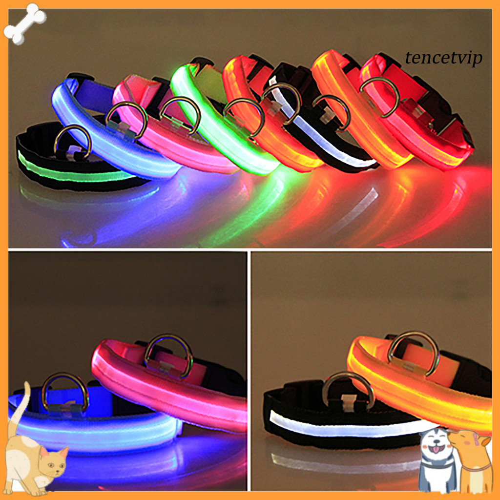 [VIP]สายคล้องคอปรับได้ Rain Resistance Nylon LED ปลอกคอสุนัข