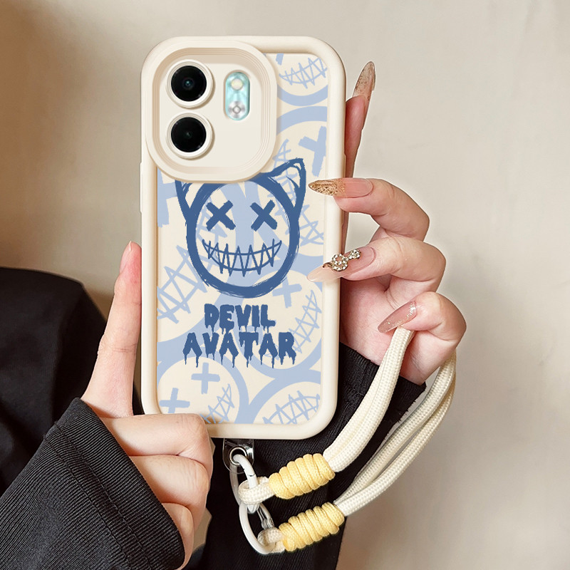 เคสสำหรับ Infinix Smart 9 Smart 9 HD Hot 50i เคสโทรศัพท์ปีศาจสามสีซิลิโคนสายคล้องกันกระแทก