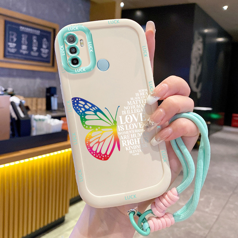 เคสสำหรับ OPPO A53 2020 A33 2020 A53s A32 A11s เคสโทรศัพท์ผีเสื้อซิลิโคนสายคล้องกันกระแทก
