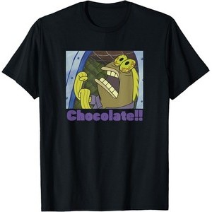 90s Casual Fashion Short Sleeve Spongebob Squarepants Fish Screams Chocolate T-Shirt