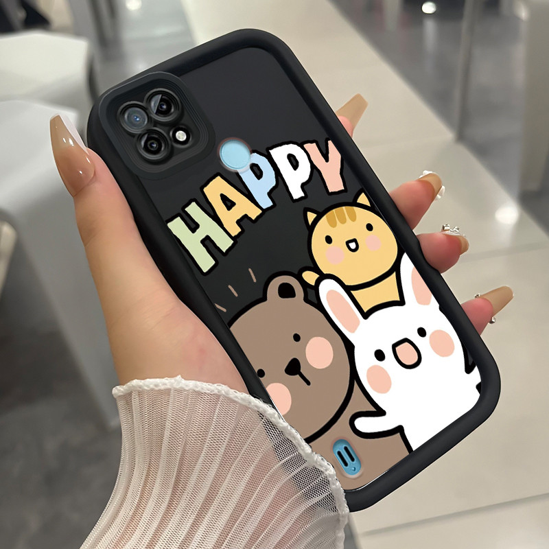 เคสสำหรับ Realme C21 เคสโทรศัพท์สัตว์น่ารักสามสีซิลิโคนกันกระแทก