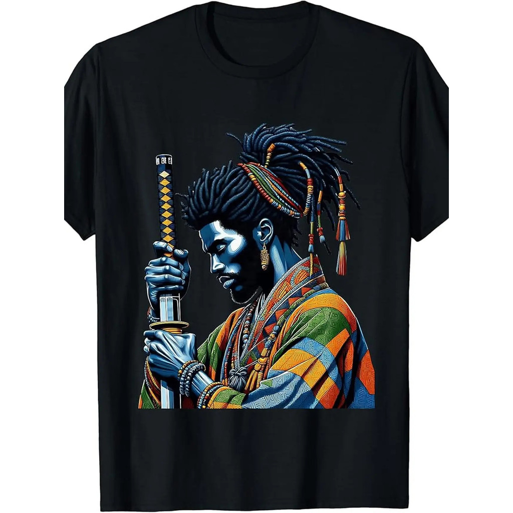 เสื้อยืดศิลปะบุชิโดสไตล์ญี่ปุ่น | Afro American Samurai
