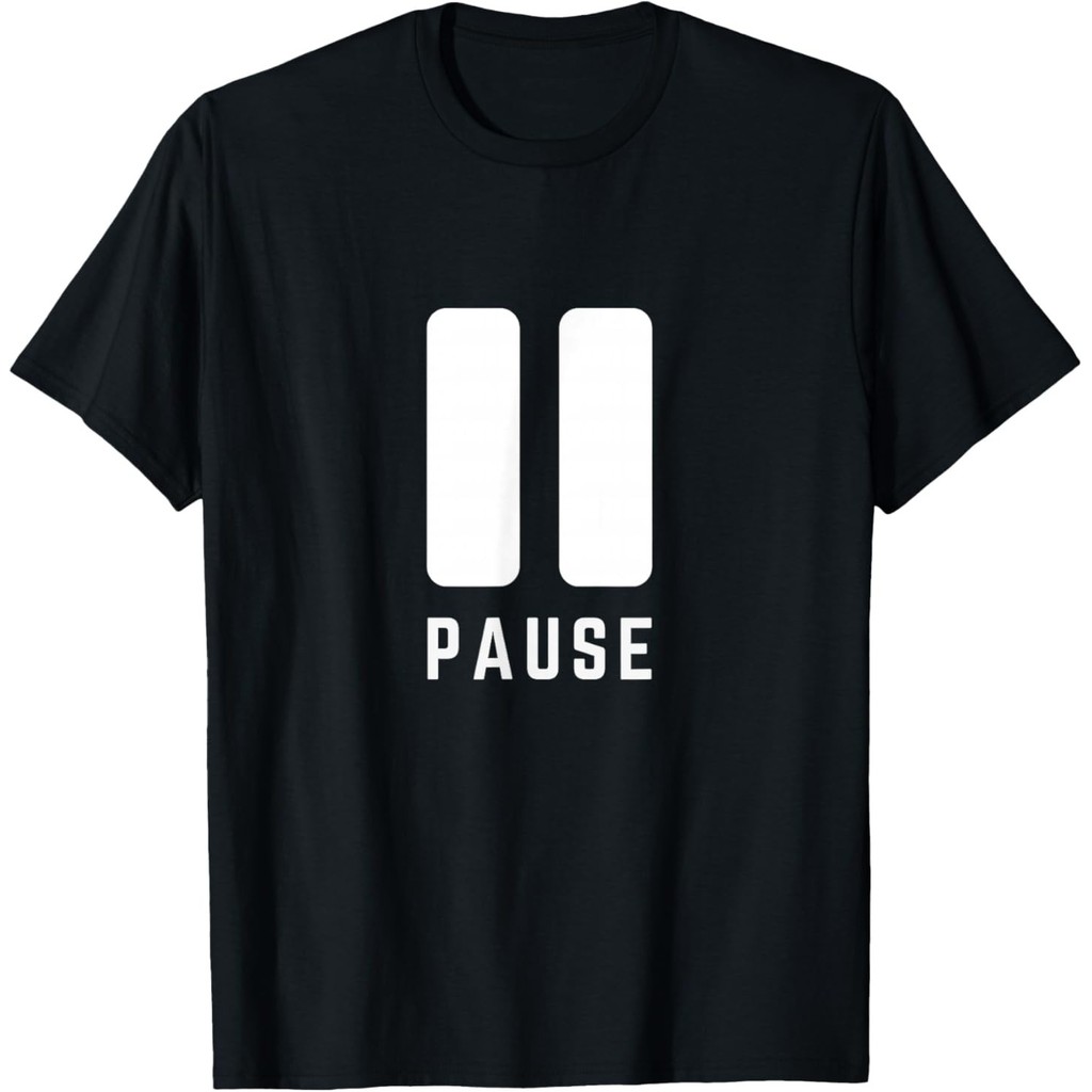 Pause Minimalist Pause Symbol Gamer เสื้อยืดแฟชั่น
