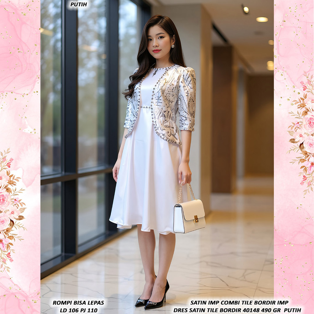 DRESS SATIN TILE EMBROIDERY 40148 490 GR Direct Order