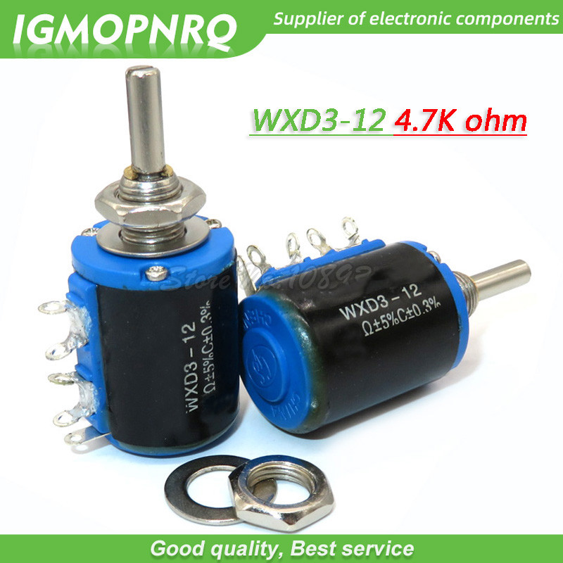 2pcs WXD3 12 1W 4.7K โอห์ม WXD3 12 1W 5 แหวนหลายวงกลมความแม่นยําลวดแผล potentiometer IGMOPNRQ