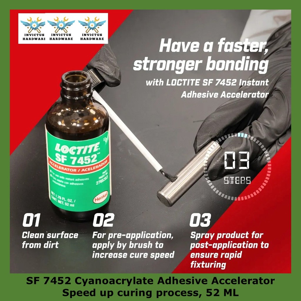HENKEL LOCTITE 7452 ACCELERATOR CLEAR 1.75 OZ BOTTLE cure speed cyanocrylate ปรับปรุงลักษณะเครื่องสําอาง