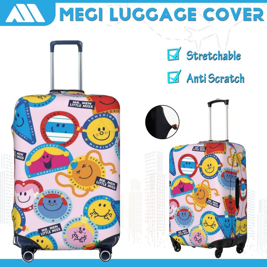 ผ้าคลุมกระเป๋าเดินทาง ผ้าสแปนเด็กซ์ แบบยืดหยุ่น ยืดหยุ่น Mr. Men & Little Miss Travel Luggage Cover 