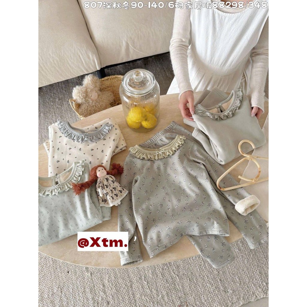 88298 - LNX ชุดผ้าสักหลาดหนาเกาหลีคอปกระบาย3รุ่นสําหรับเด็กผู้หญิงไซส์90 - 140