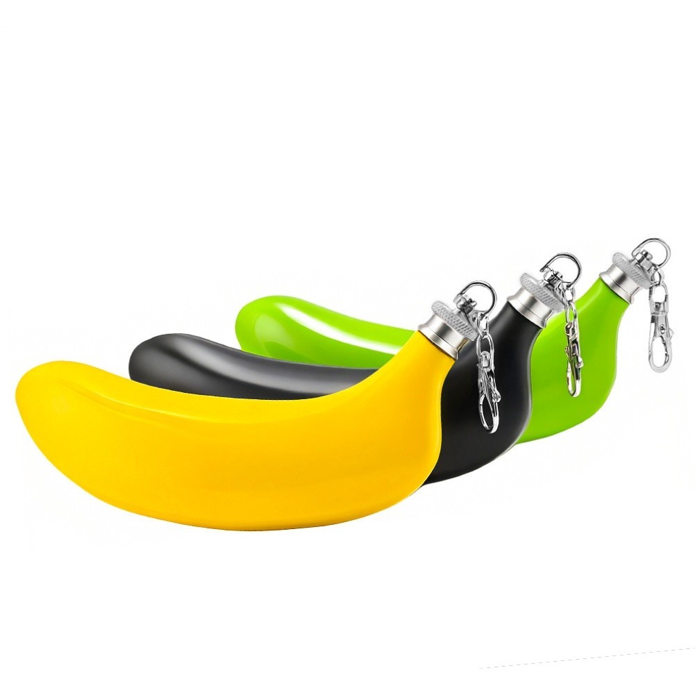 L-NEWStainless Steel Banana Shaped Hip Flask,สําหรับของขวัญตลกขวดวิสกี้