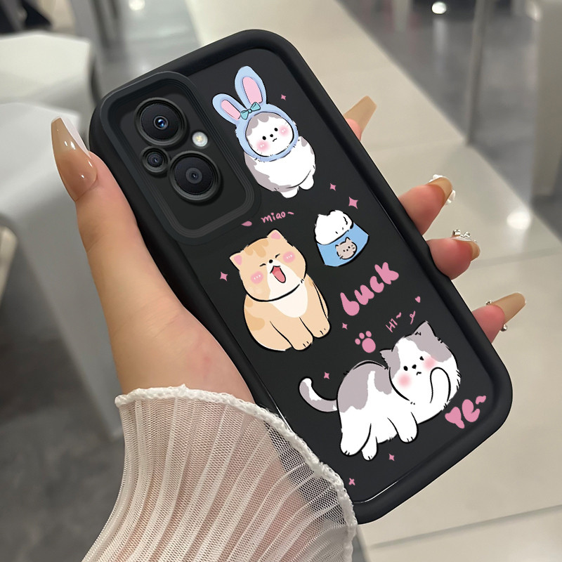 เคสสำหรับ OPPO Reno 7Z 5G 8Z 5G 7 Lite 5G 8 Lite 5G เคสโทรศัพท์แมวสามสีซิลิโคนกันกระแทก