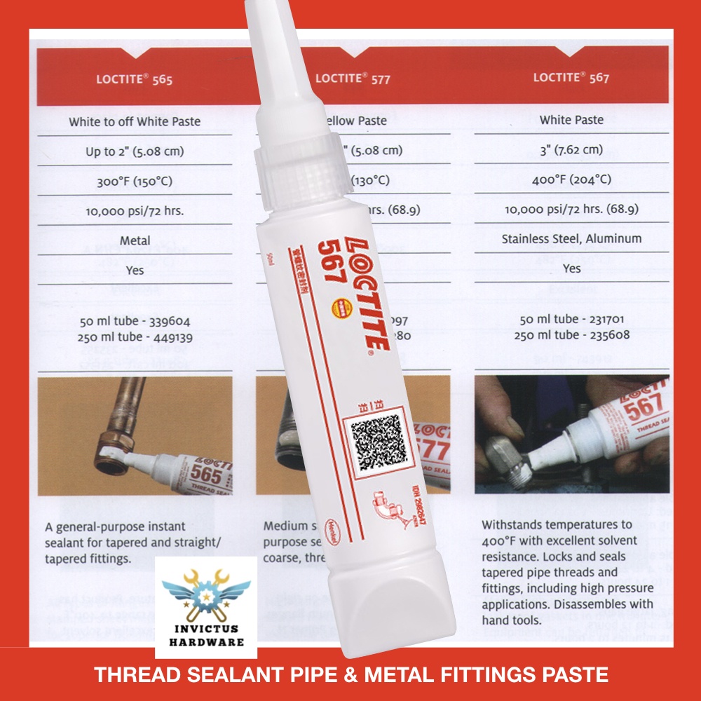 Loctite ความหนืดสูง 567 50ml น้ํายาซีลเกลียว กันน้ํา ล็อคเกลียว ประกอบอุปกรณ์โลหะ เหล็ก