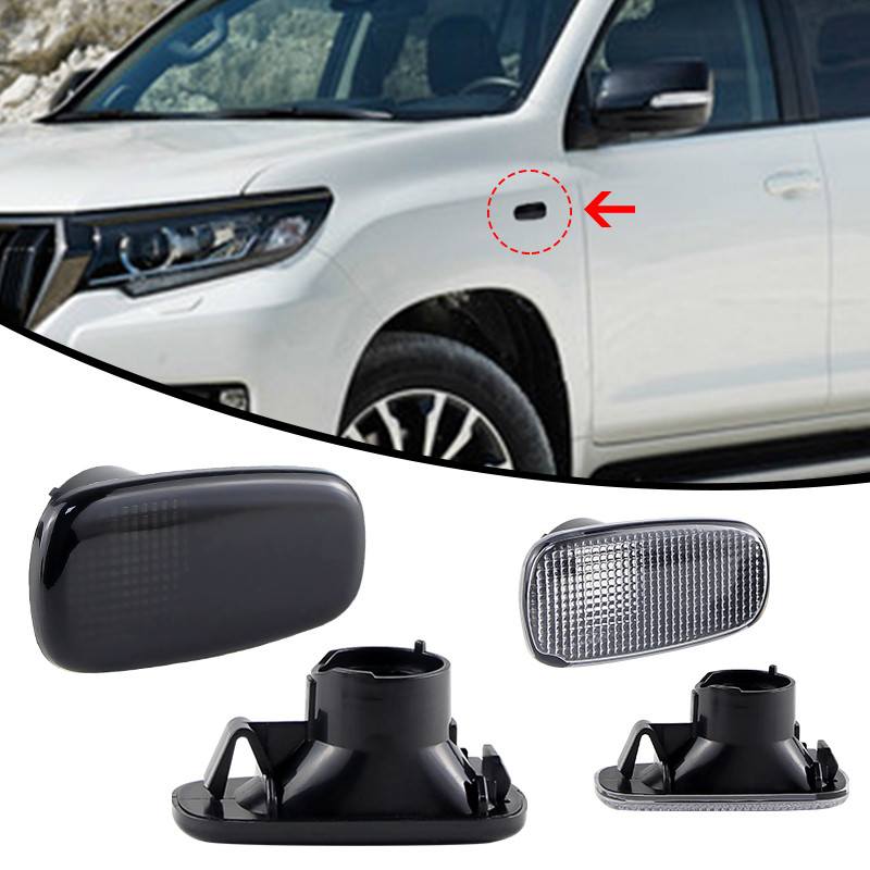 2PCS ไม่มีหลอดไฟ/ซ็อกเก็ตด้านหน้าด้านข้าง Marker Light เลนส์สําหรับ Toyota Land Cruiser RAV4 Scion X