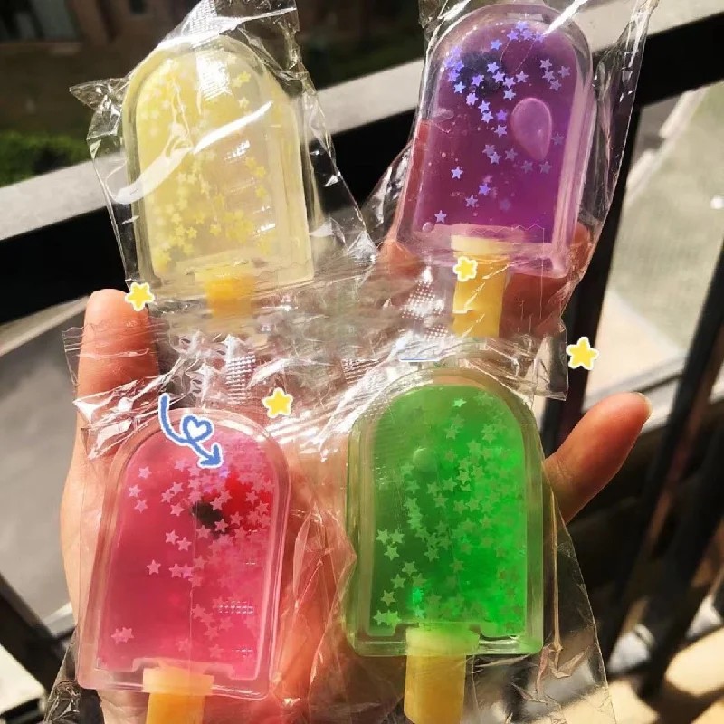 สุ่ม 1 ชิ้น Mochi Taba Squishy Glitter Popsicle Stick ไอศกรีมปุย Fidget ของเล่นเด็ก Candy Pudding