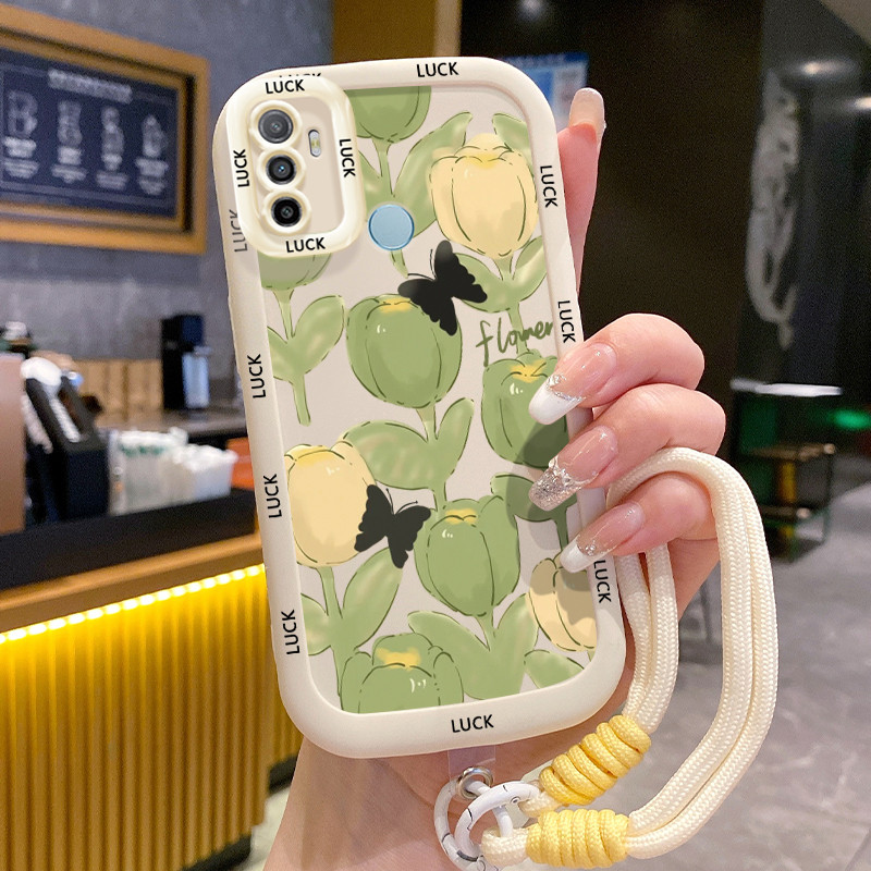 เคสสำหรับ OPPO A53 2020 A33 2020 A53s A32 A11s เคสโทรศัพท์ดอกไม้ซิลิโคนสายคล้องกันกระแทก