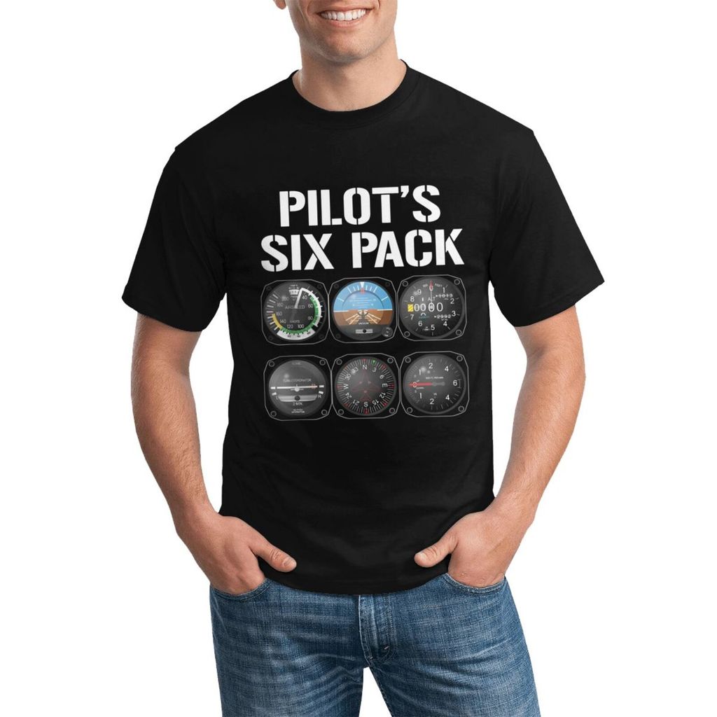 PilotS Six Pack Funny Pilot Aviation Flying เสื้อยืดผ้าฝ้ายขนาดบวกอเนกประสงค์สําหรับทุกฤดูกาล