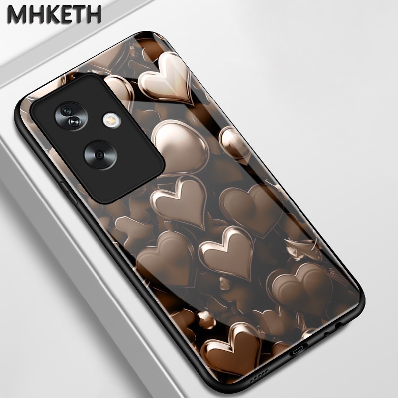 เคสสำหรับ OPPO A79 5G A2 5G เคสโทรศัพท์แมวเปลือกแก้วกันกระแทก