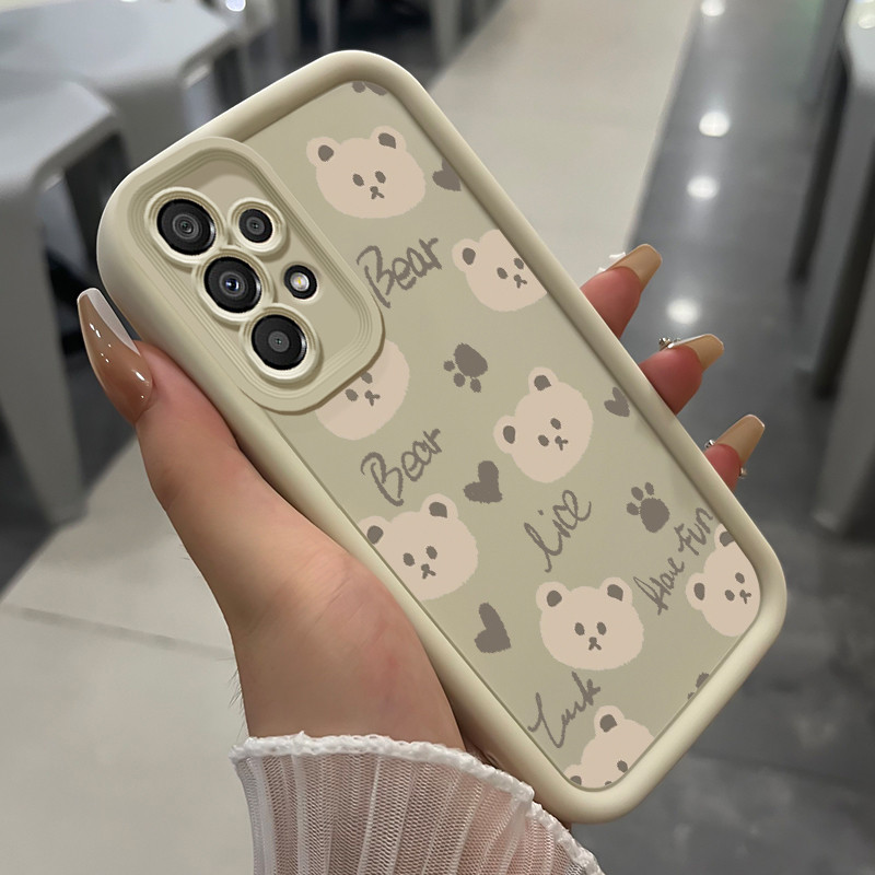 เคสสำหรับ Samsung Galaxy A33 5G A34 5G A53 5G A54 5G A23 A32 เคสโทรศัพท์หมีสามสีซิลิโคนกันกระแทก