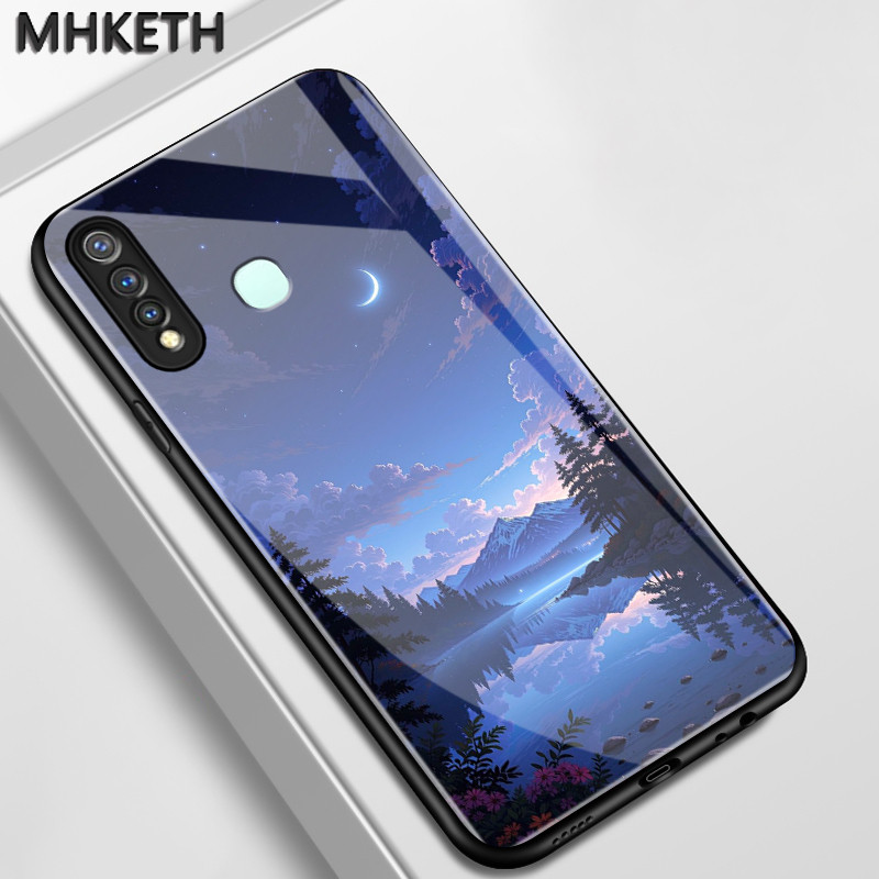 เคสสำหรับ VIVO Y19 Y5s เคสโทรศัพท์แก้วออกแบบภาพประกอบภูมิทัศน์แบบใหม่