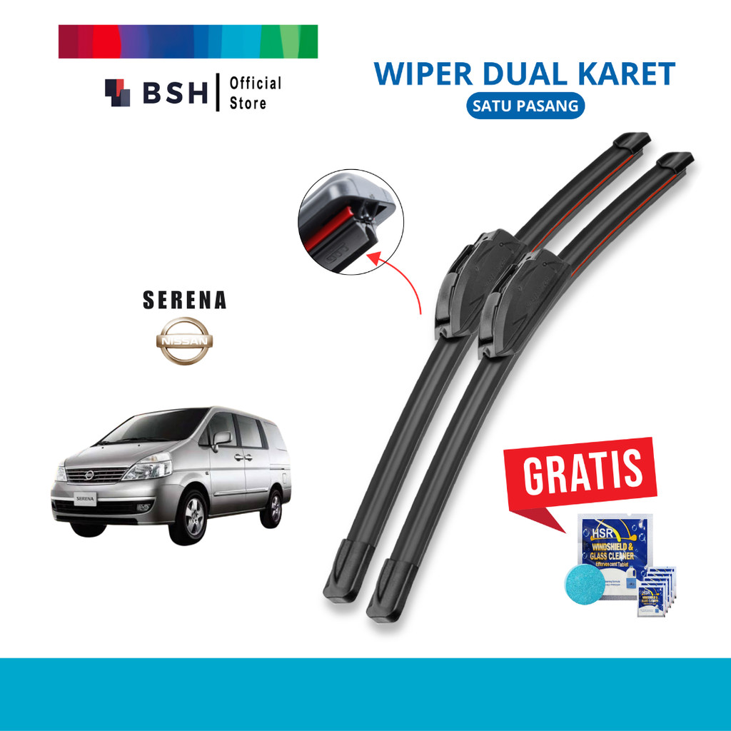 Nissan Serena C26 / C27 ที่ปัดน้ําฝนยางคู่ | ฟรีสบู่ทําความสะอาดเชื้อราแก้ว 5 เม็ด