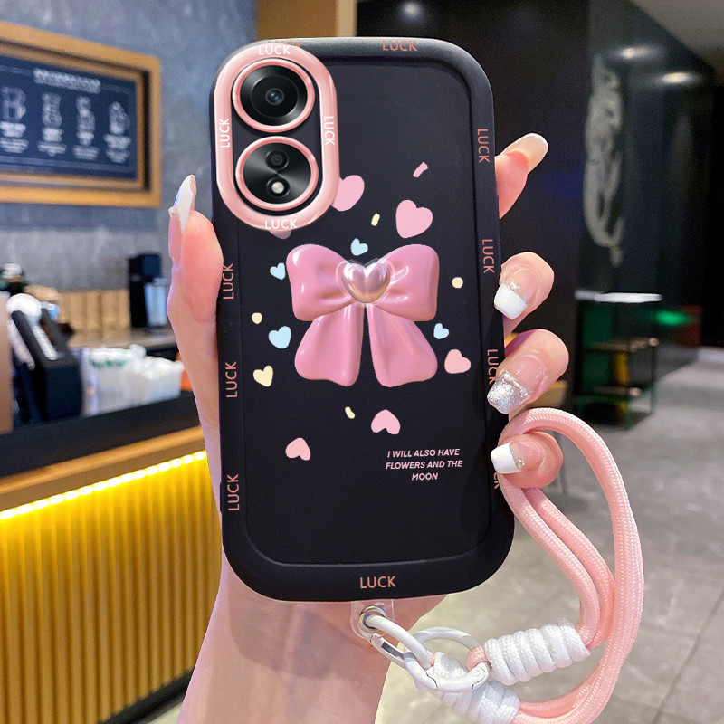 เคสสำหรับ OPPO A58 4G A58 5G A58X 5G A78 5G A1X 5G A2X 5G เคสโทรศัพท์กุทัณฑ์รูปหัวใจซิลิโคนสายคล้องกันกระแทก