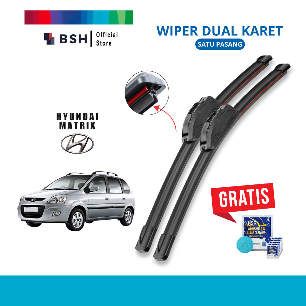 ที่ปัดน้ําฝนยางคู่ Hyundai Matrix | ฟรีสบู่ทําความสะอาดเชื้อราแก้ว 5 เม็ด