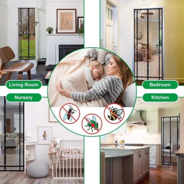 TaffiHOME ม่านประตูป้องกันยุง ม่านประตูแม่เหล็ก Velcro - HW33