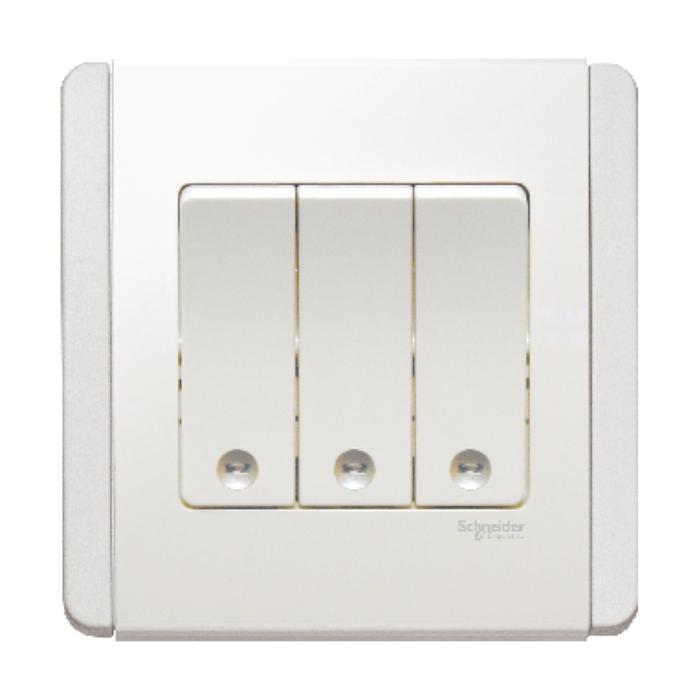 สวิตช์ไฟ Neo 3 Gang 1 Way Led สีขาว - E3033V1_Ewww_G3