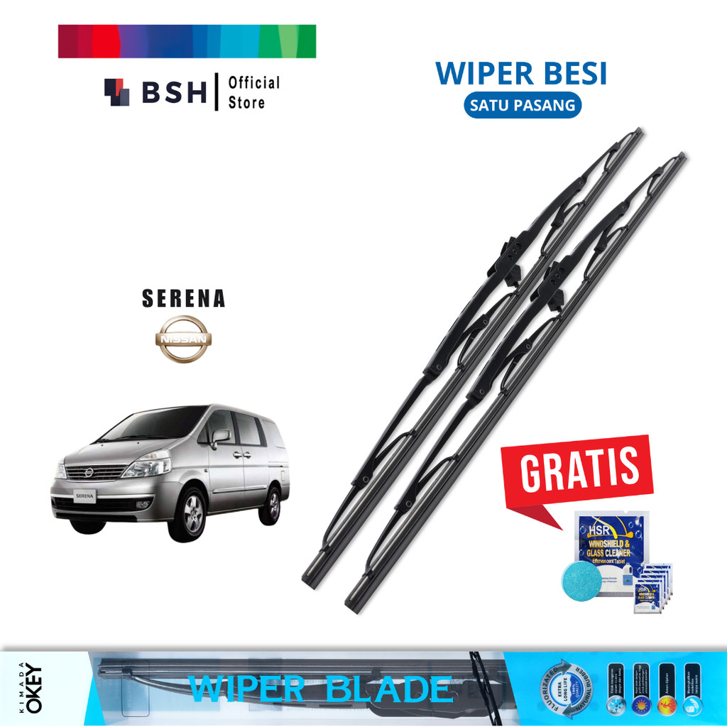 Nissan Serena C26 / C27 ใบปัดน้ําฝนเหล็กธรรมดา | ฟรีสบู่ทําความสะอาดเชื้อราแก้ว 5 เม็ด