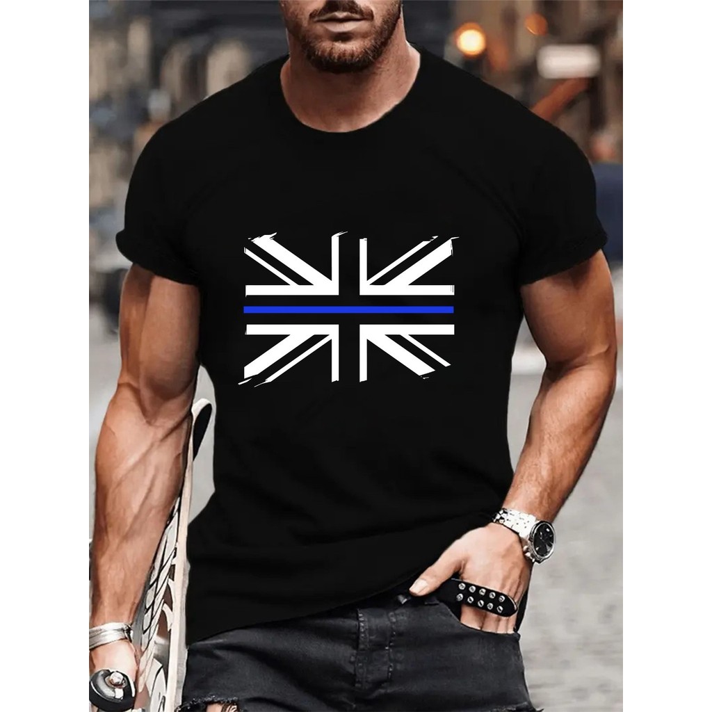 Uk Thin Blue Line Flag Shirt, Support Police Union Jack Shirt, Uk Flag tee top.
