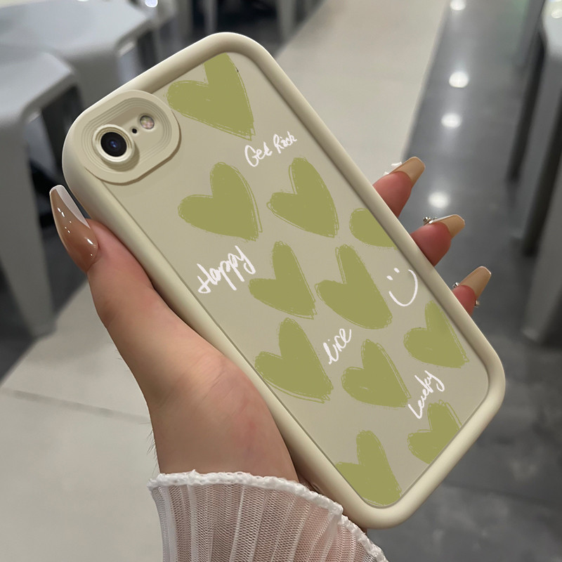 เคสสำหรับ iPhone 6 Plus 6s Plus 7 Plus 8 Plus SE 2020 X Xr Xs Max เคสโทรศัพท์มีสีสันรูปหัวใจสามสีซิลิโคนกันกระแทก