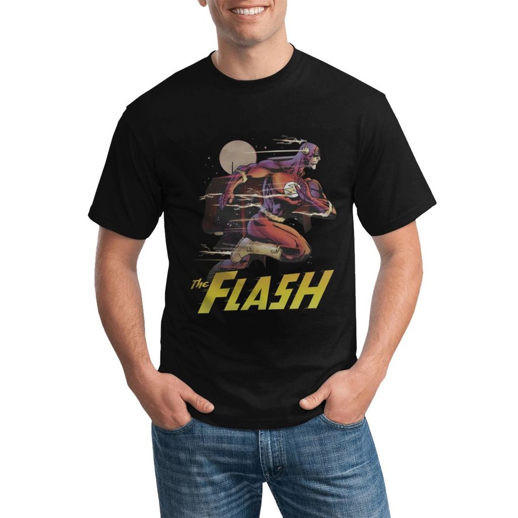 หนังสือการ์ตูน The Flash City Run เสื้อยืดผ้าฝ้ายขนาดบวกมีสไตล์สําหรับสวมใส่ทุกวัน