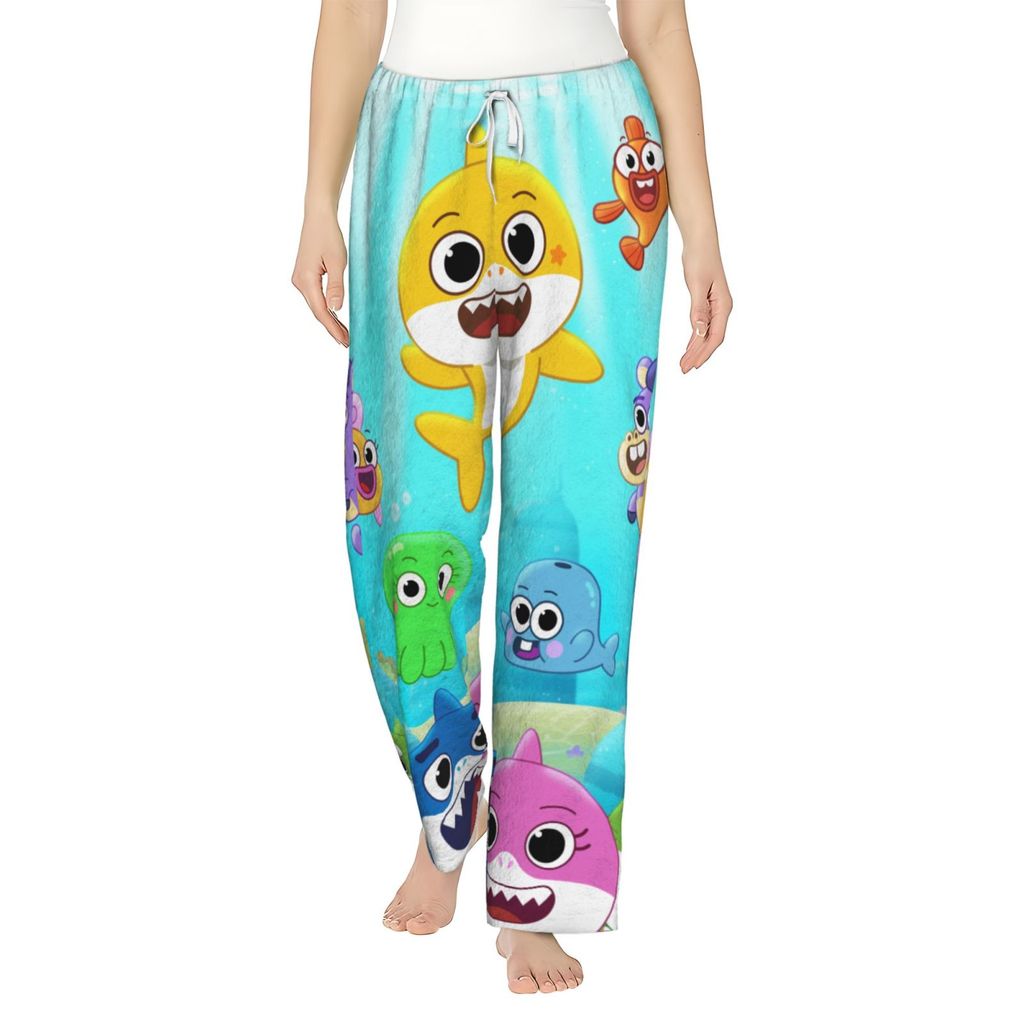 Baby Shark ผู้หญิงชุดนอนผ้าสักหลาด Comfy Bottoms นุ่มพิมพ์ Lounge Pant