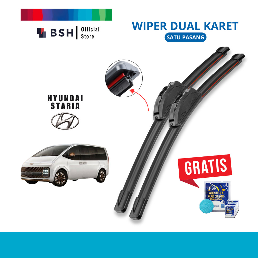 ที่ปัดน้ําฝนยางคู่ Hyundai Staria | ฟรีสบู่ทําความสะอาดเชื้อราแก้ว 5 เม็ด
