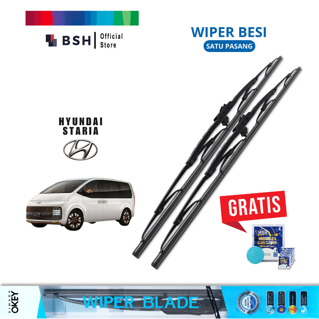 ใบปัดน้ําฝนเหล็ก Hyundai Staria Conventional | ฟรีสบู่ทําความสะอาดเชื้อราแก้ว 5 เม็ด