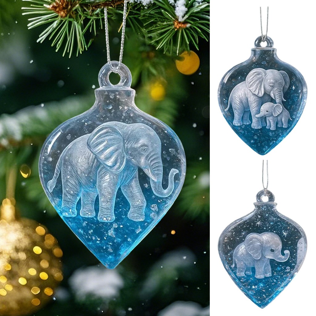Comeaway เครื่องประดับต้นคริสต์มาส Gradient Blue Elephant จี้สําหรับ Xmas Decor Light ประณีตฤดูหนาว 