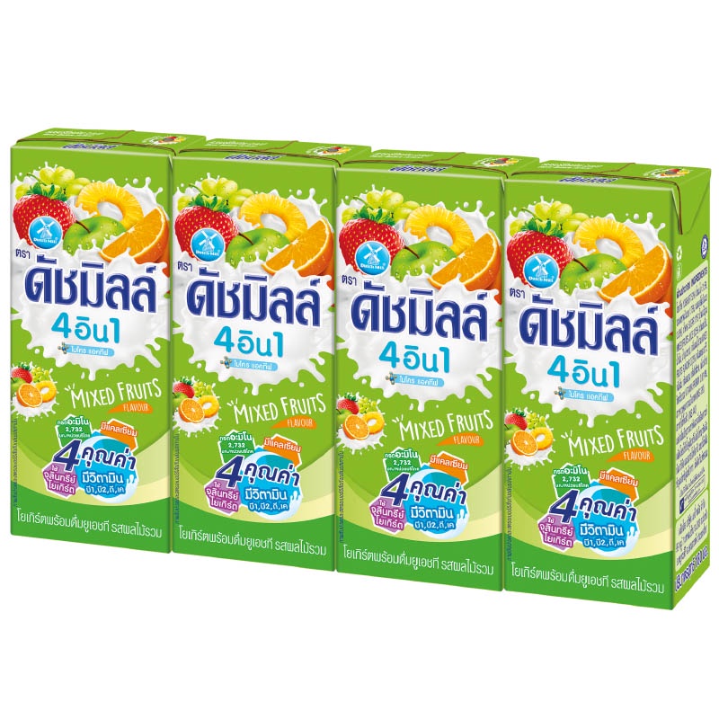 ดัชมิลล์นมเปรี้ยวยูเอชทีรสผลไม้รวม 165มล. แพค4 DutchMill Drinking Yoghurt UHT Milk Mix Fruit 165ml.Pack4 [8851717049033]