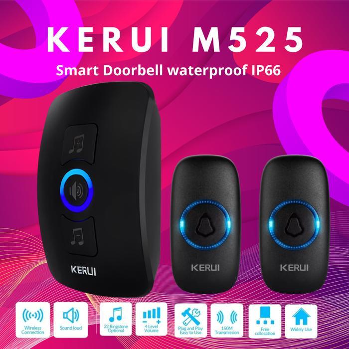 TOMBOL Kerui Wireless Doorbell M525 Doorbell Multi Melody 2 ปุ่ม F53 กันน้ํา