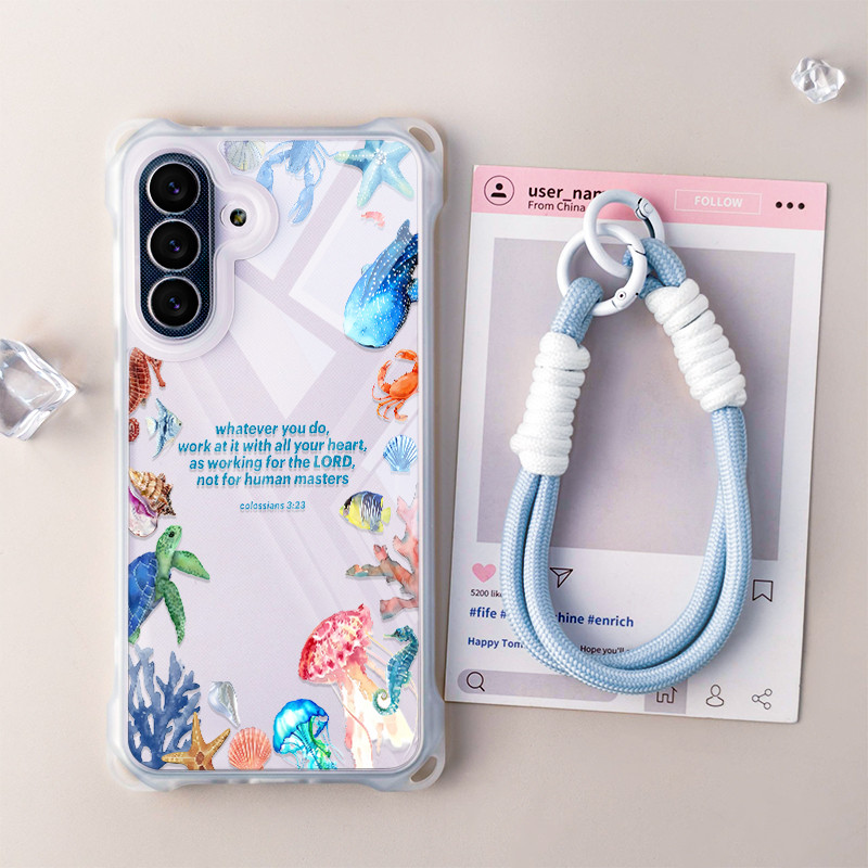 ล่าสุด Dreamy Anti-Fall World of the Sea Lanyard Case Infinix Hot 50I 50 4G Smart 10 20 20C Tecno Sp