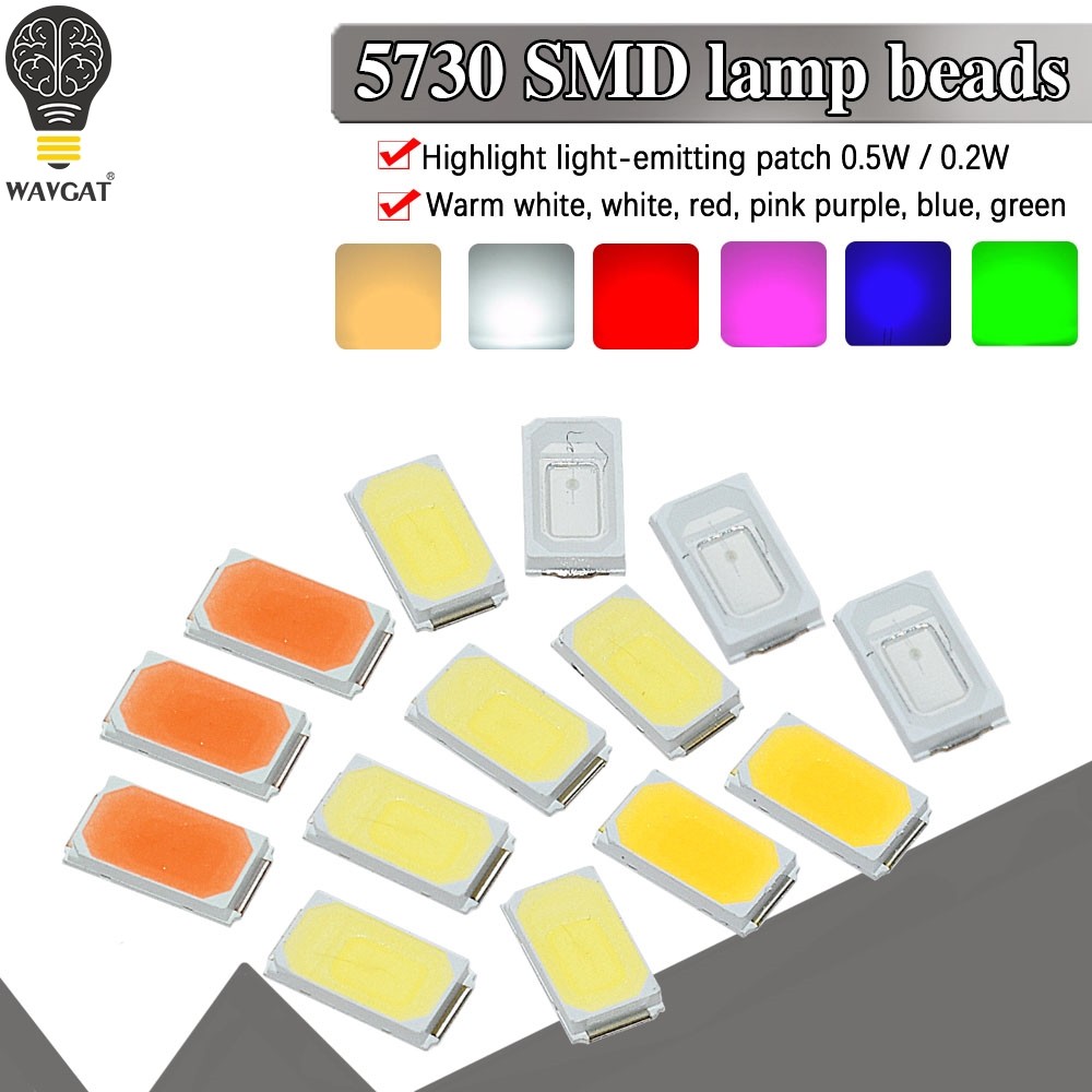 100pcs 5630/5730-CW/WW 0.5W-150Ma 50-55lm 6500K แสงสีขาว SMD 5730 5630 LED 5730 ไดโอด (3.2~3.4V)