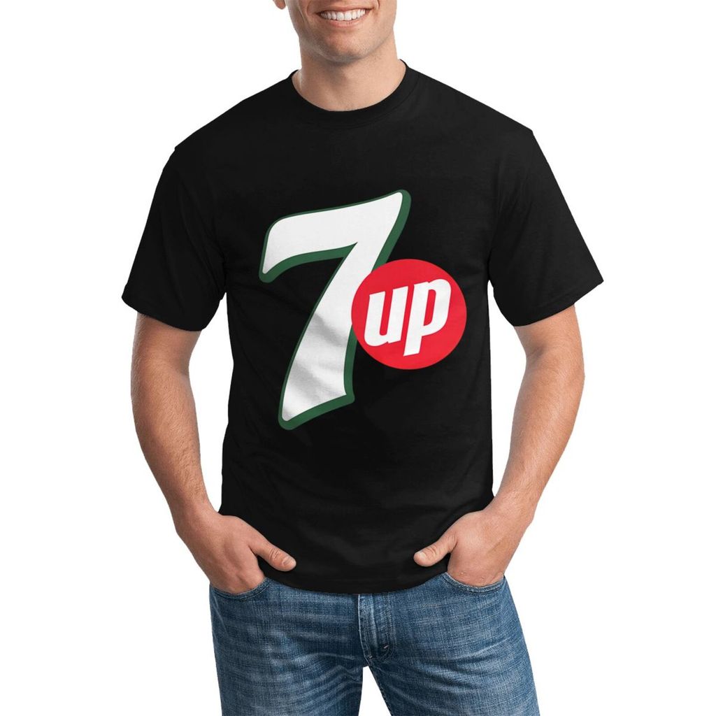 7 Up Vintage Logo Casual 100% Cotton Plus Size Crew Neck T Shirt สําหรับสวมใส่ทุกวัน