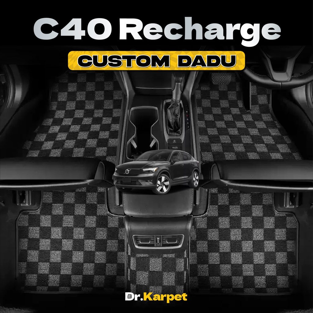 Volvo C40 ชาร์จใหม่ได้ - Dr Karpet Custom Fit ชุดพรม Dau Kereta กันลื่น 2X Tebal