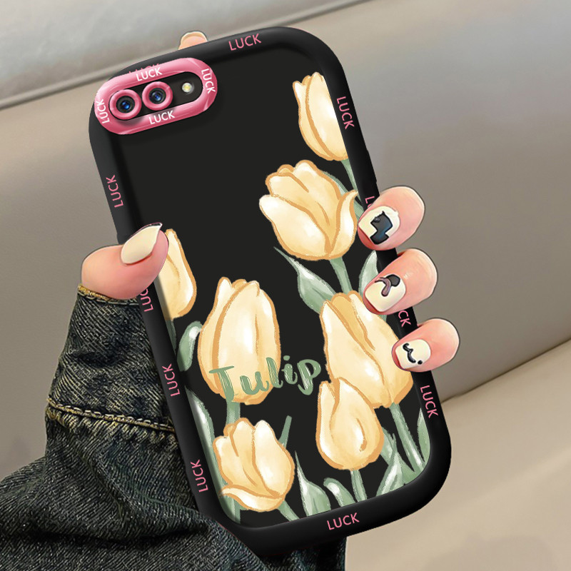 เคสสำหรับ OPPO A5 A3s A12E Realme C1 เคสโทรศัพท์ทิวลิปซิลิโคนกันกระแทก