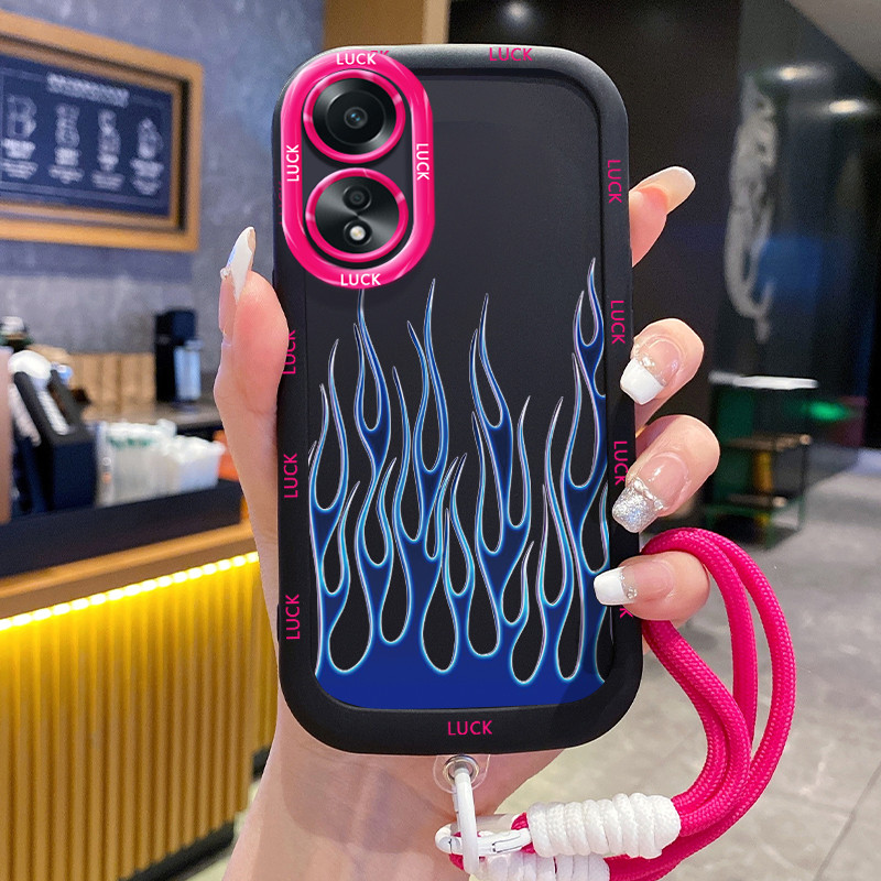 เคสสำหรับ OPPO A58 4G A58 5G A58X 5G A78 5G A1X 5G A2X 5G เคสโทรศัพท์เปลวไฟซิลิโคนสายคล้องกันกระแทก