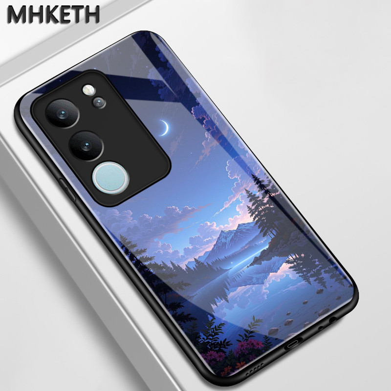 เคสสำหรับ VIVO V29 5G V29 Pro 5G V29E 5G V27 5G V27 Pro 5G เคสโทรศัพท์แก้วออกแบบภาพประกอบภูมิทัศน์แบบใหม่