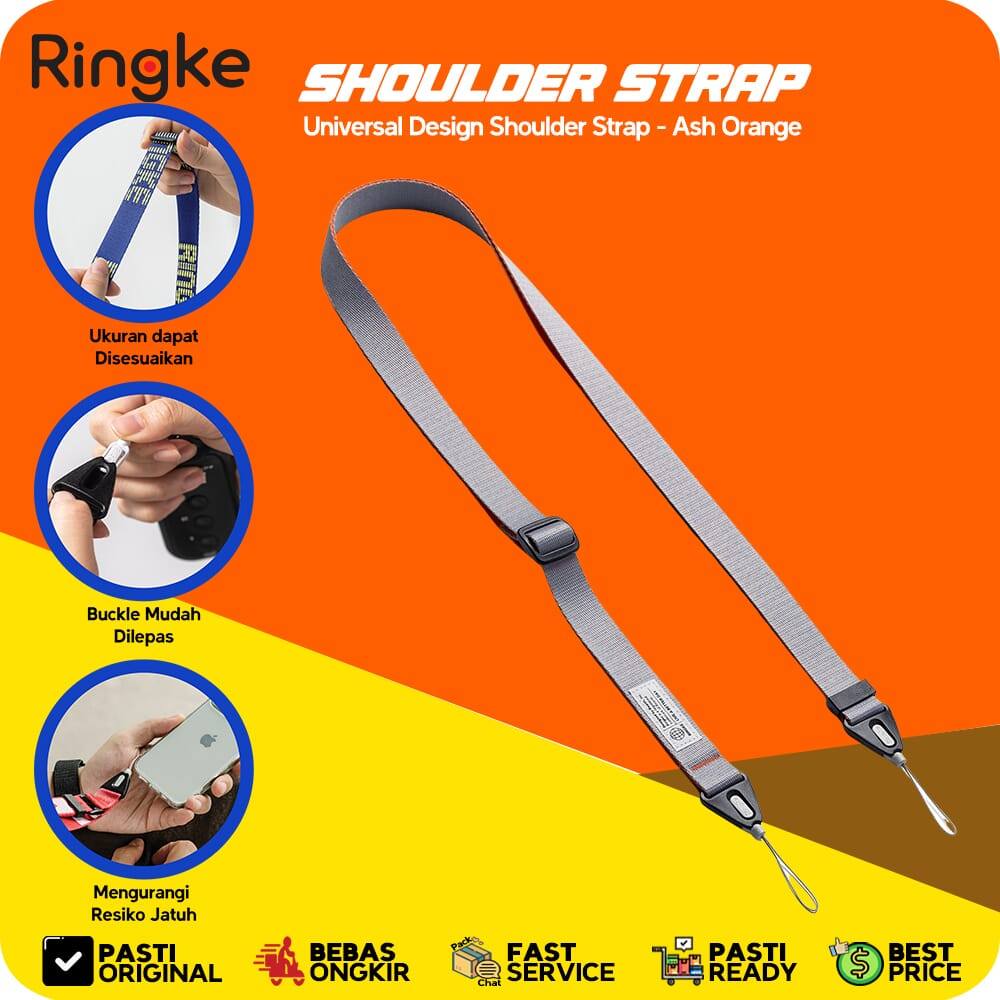 GANTUNGAN Ringke สําหรับสายสะพายไหล่สากล Ash สีส้มสายสลิง Cross Body Handphone Hanger HP Lanyard