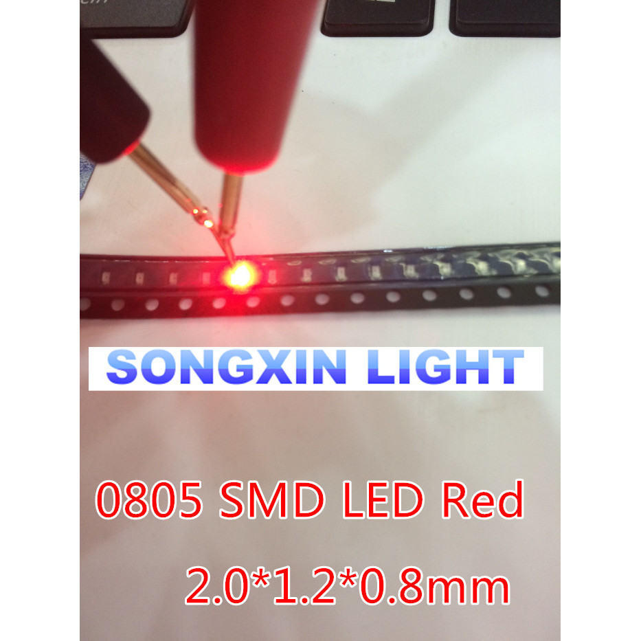 1000pcs LED SMD 0805 ไดโอดสีแดง LED 0805 SMD ไดโอด 0805 smd led สีแดงไดโอดเปล่งแสง 620nm