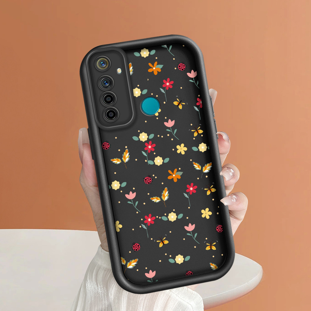 ปลอก Hp Untuk Realme 5 5i 5S 6i เคส Kesing ปกป้องโทรศัพท์ TY DLJ C8-3018 ดอกไม้