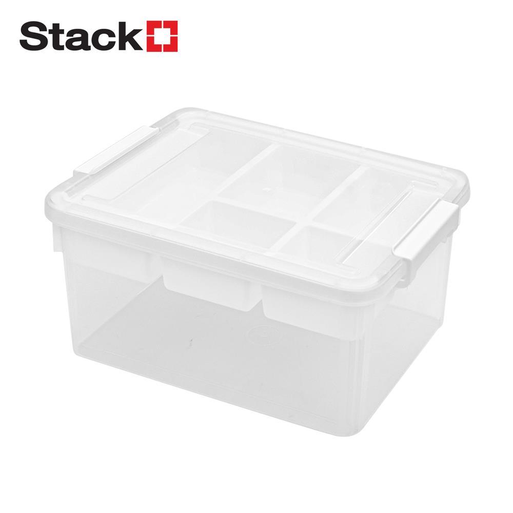 STACKO กล่องเก็บของพร้อมถาดแบ่ง SIZE S 40.5X29.5X18.5 ซม. สีใส