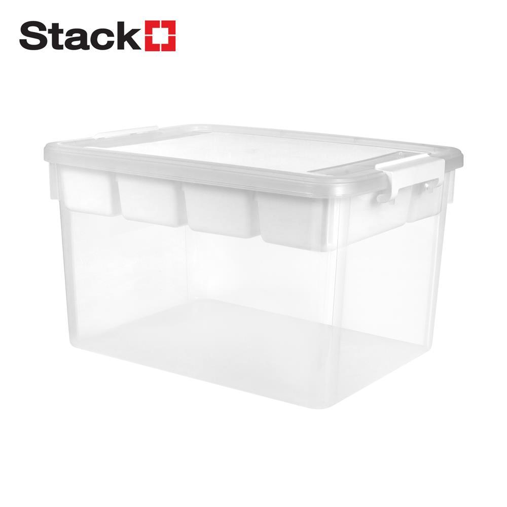 STACKO กล่องเก็บของพร้อมถาดแบ่ง SIZE M 45.5X33.5X27 ซม. สีใส